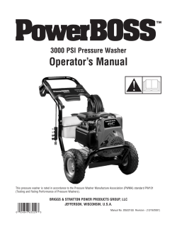 Operator’s Manual 3000 PSI Pressure Washer