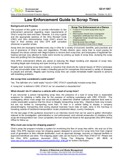 Law Enforcement Guide to Scrap Tires GD # 1007 Background and Purpose