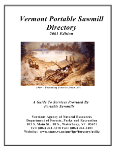 Vermont Portable Sawmill Directory 2001 Edition A Guide To Services Provided By
