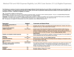 Medical FSA and HSA Expense Eligibility List (IRS Code Section...  
