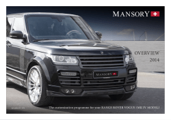 OVERVIEW 2014 The customization programme for your RANGE ROVER VOGUE (MK IV... last update 08 / 2014