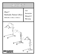 Hoyer Hydraulic Patient Lifters User Instruction