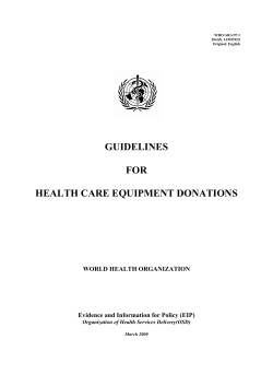 GUIDELINES  FOR HEALTH CARE EQUIPMENT DONATIONS