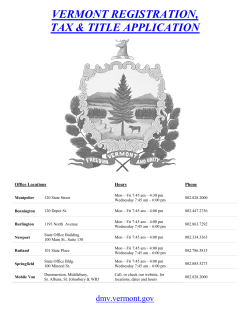 VERMONT REGISTRATION, TAX &amp; TITLE APPLICATION  Office Locations
