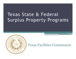 Texas State &amp; Federal Surplus Property Programs Texas Facilities Commission