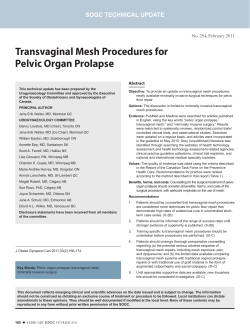 Transvaginal Mesh Procedures for Pelvic Organ Prolapse No. 254, February 2011