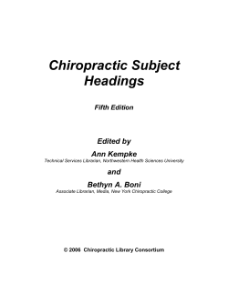 Chiropractic Subject Headings Edited by