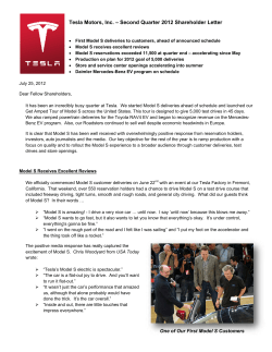 Tesla Motors, Inc. – Second Quarter 2012 Shareholder Letter