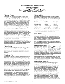 Instructions New Jersey Motor Vehicle Tire Fee Filing by Phone When to File