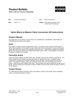Product Bulletin  Hydro Moris to Maxton Valve Conversion Kit Instructions