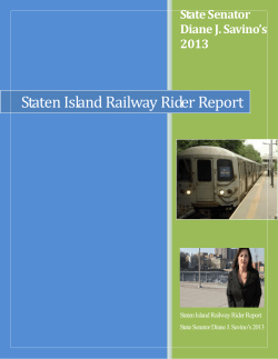 Staten Island Railway Rider Report State Senator Diane J. Savino’s 2013