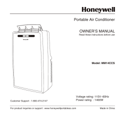 Portable Air Conditioner OWNER’S MANUAL  Model: MM14CCS
