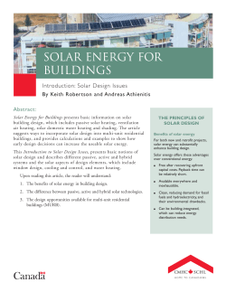 Solar Energy for Buildings Introduction: Solar Design Issues Abstract: