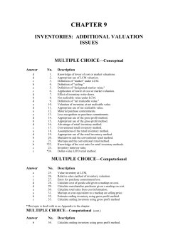 CHAPTER 9 INVENTORIES:  ADDITIONAL VALUATION ISSUES