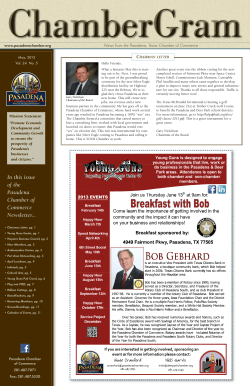 In this issue of the Pasadena Chamber of