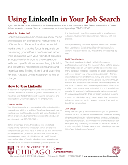 Using in Your Job Search LinkedIn