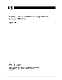 Required Recycling and Incentive Program Survey Summary of Findings  April 2002