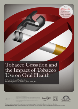 Tobacco Cessation and the Impact of Tobacco Use on Oral Health