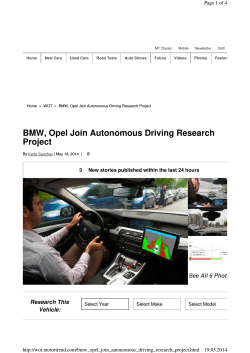 BMW, Opel Join Autonomous Driving Research Project See All 6 Photos Research This