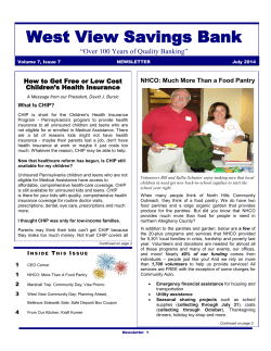 West View Savings Bank  “Over 100 Years of Quality Banking”