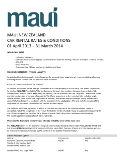   MAUI NEW ZEALAND  CAR RENTAL RATES &amp; CONDITIONS  01 April 2013 – 31 March 2014 