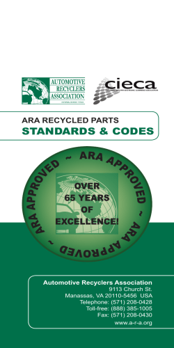 STANDARDS &amp; CODES  ARA RECYCLED PARTS Automotive Recyclers Association