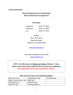 Contact Information Wyoming Department of Transportation Motor Vehicle Services Department IRP Section