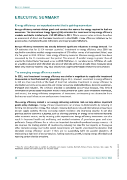 EXECUTIVE SUMMARY  Energy efficiency: an important market that is gaining momentum