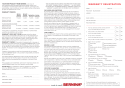 WARRANT Y REGISTRATION YOUR NEW PRODUCT FROM BERNINA