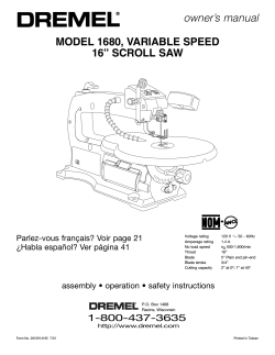 owner’s manual MODEL 1680, VARIABLE SPEED 16” SCROLL SAW