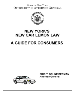 NEW YORK'S NEW CAR LEMON LAW  A GUIDE FOR CONSUMERS