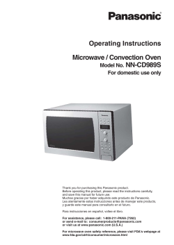 Operating Instructions Microwave / Convection Oven NN-CD989S Model No.