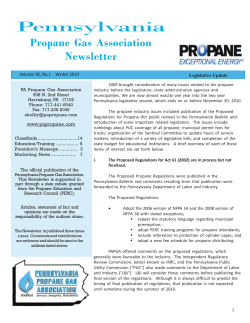 Pennsylvania Propane Gas Association Newsletter Legislative Update