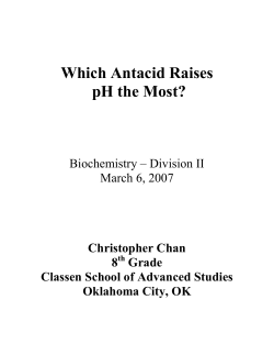 Which Antacid Raises pH the Most? Biochemistry – Division II