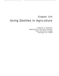 Using Zeolites in Agriculture Chapter VIII Frederick A. Mumpton