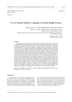 Use of Natural Zeolite to Upgrade Activated Sludge Process Jasna Hrenovi}