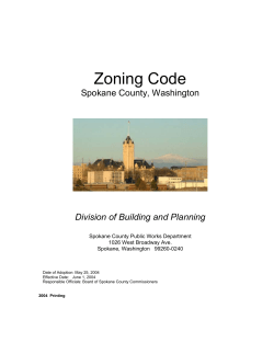 Zoning Code Spokane County, Washington Division of Building and Planning
