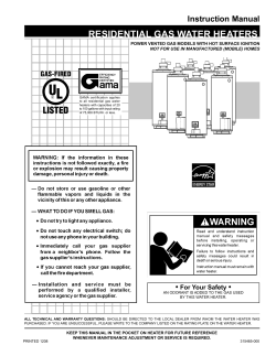 RESIDENTIAL GAS WATER HEATERS Instruction Manual