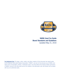NADA Used Car Guide Brand Standards and Guidelines Updated May 21, 2014