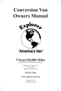 Conversion Van Owners Manual 3 Years/36,000 Miles 574-267-7666