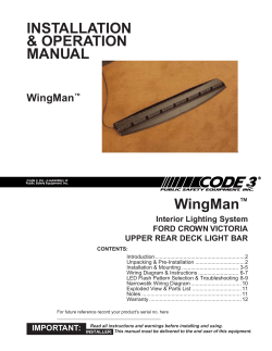 INSTALLATION &amp; OPERATION MANUAL WingMan