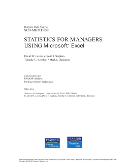 STATISTICS FOR MANAGERS USING Microsoft Excel SCH-MGMT 650