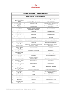 No. Brand Name Molecule[s] Pharmacological category