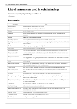 List of instruments used in ophthalmology Instrument list 1