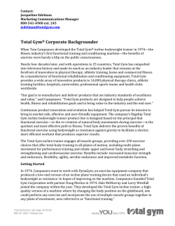 Total Gym Corporate Backgrounder