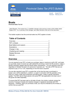 Provincial Sales Tax (PST) Bulletin Boats  Table of Contents