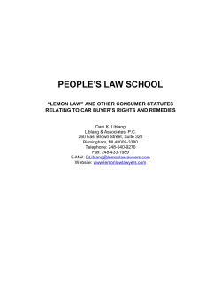 ’ PEOPLE S LAW SCHOOL “LEMON LAW” AND OTHER CONSUMER STATUTES