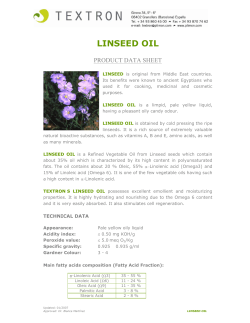 LINSEED OIL PRODUCT DATA SHEET