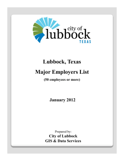 Lubbock, Texas Major Employers List January 2012 City of Lubbock