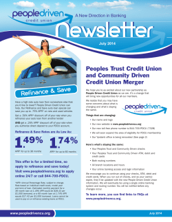 Peoples Trust Credit Union and Community Driven Credit Union Merger